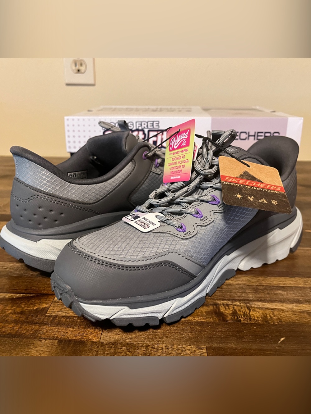 Skechers Gray Ladies Hiker with Purple Accents